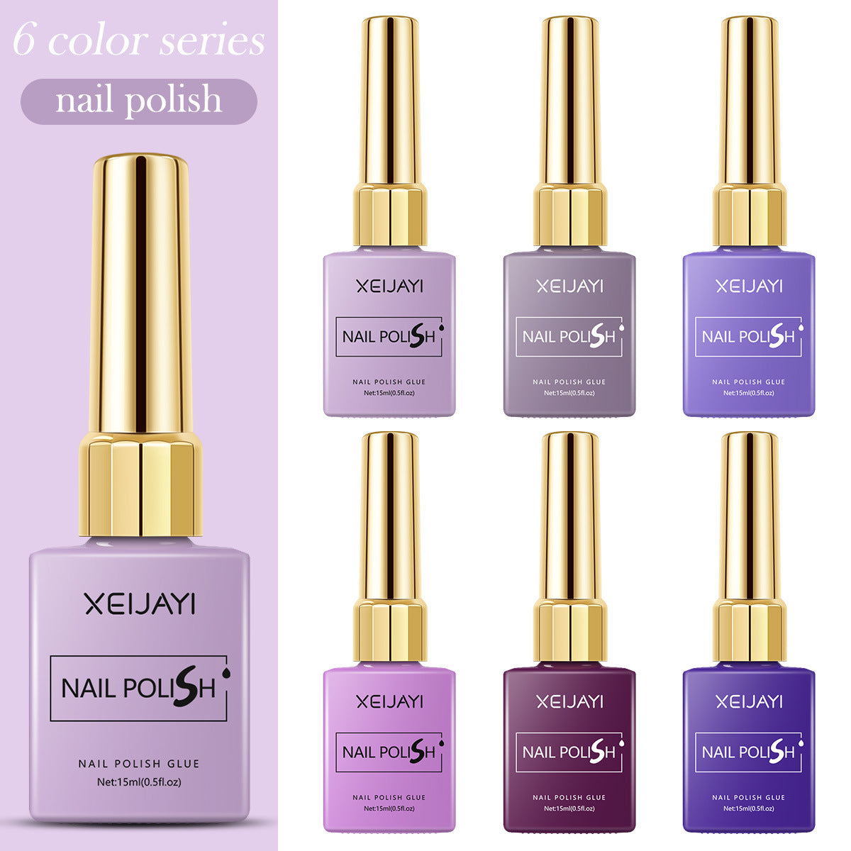 6 Colors Purple Series Gel Nail Polish