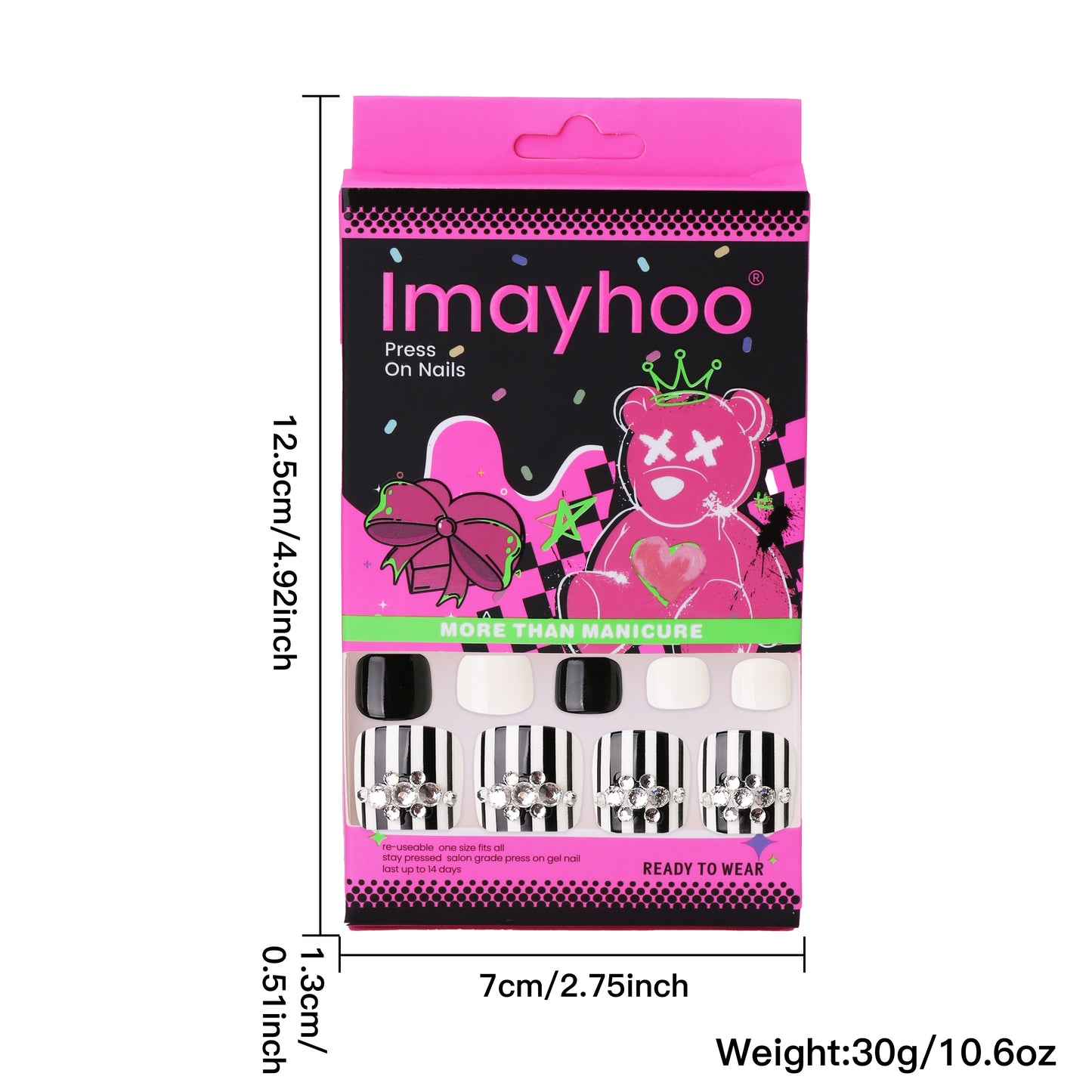 Toe nail-With Black And White (24pcs) IMHT0025