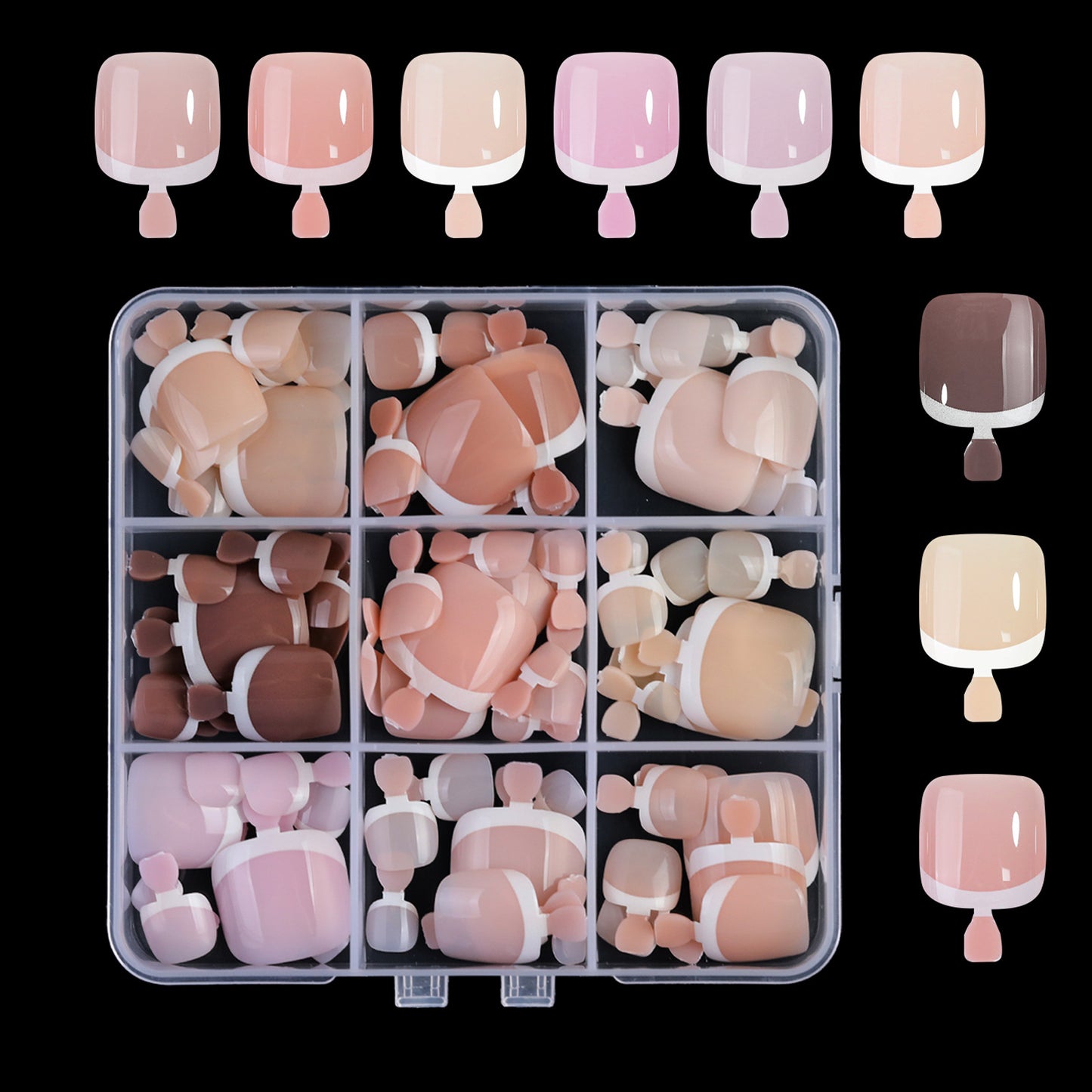 Wholesale pre-made nails with mixed color French tips