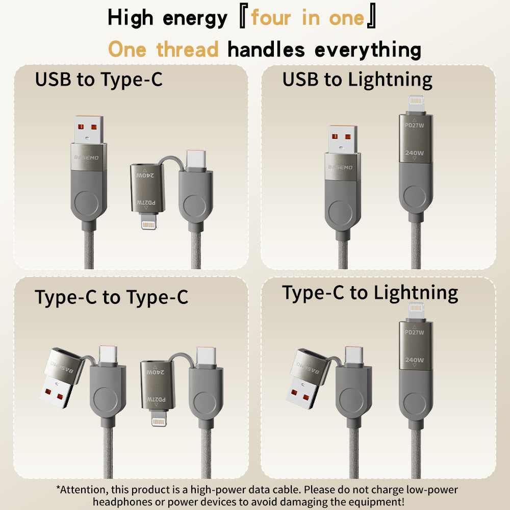 USB TYPE-C 4 IN 1 CABLE 1.2M 240W