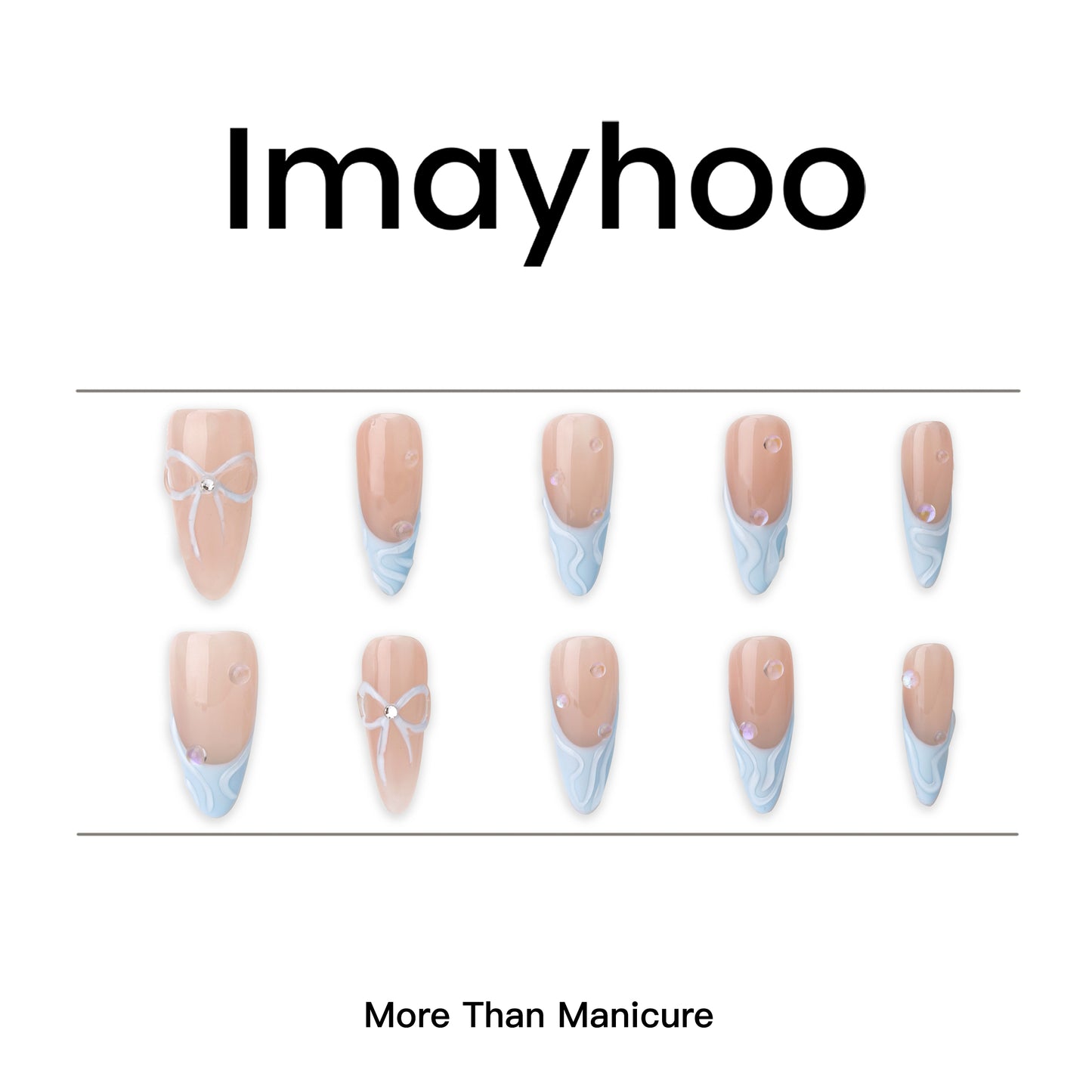 Almond-Medium Nail-French Nail-3D Art (10 pcs) OMAW1063