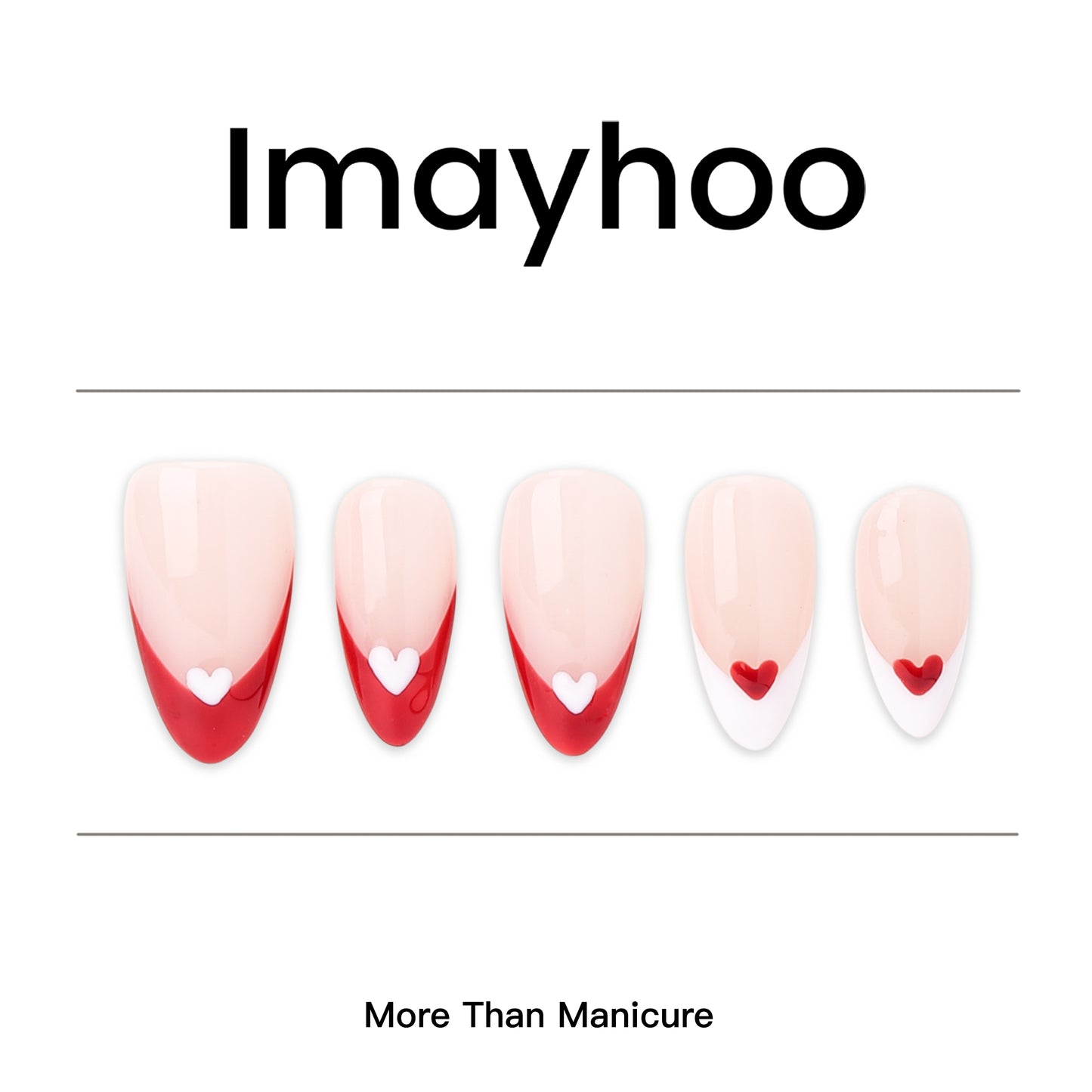 Almond-Medium Nail-French Nail-Love (10pcs) OMDXX004