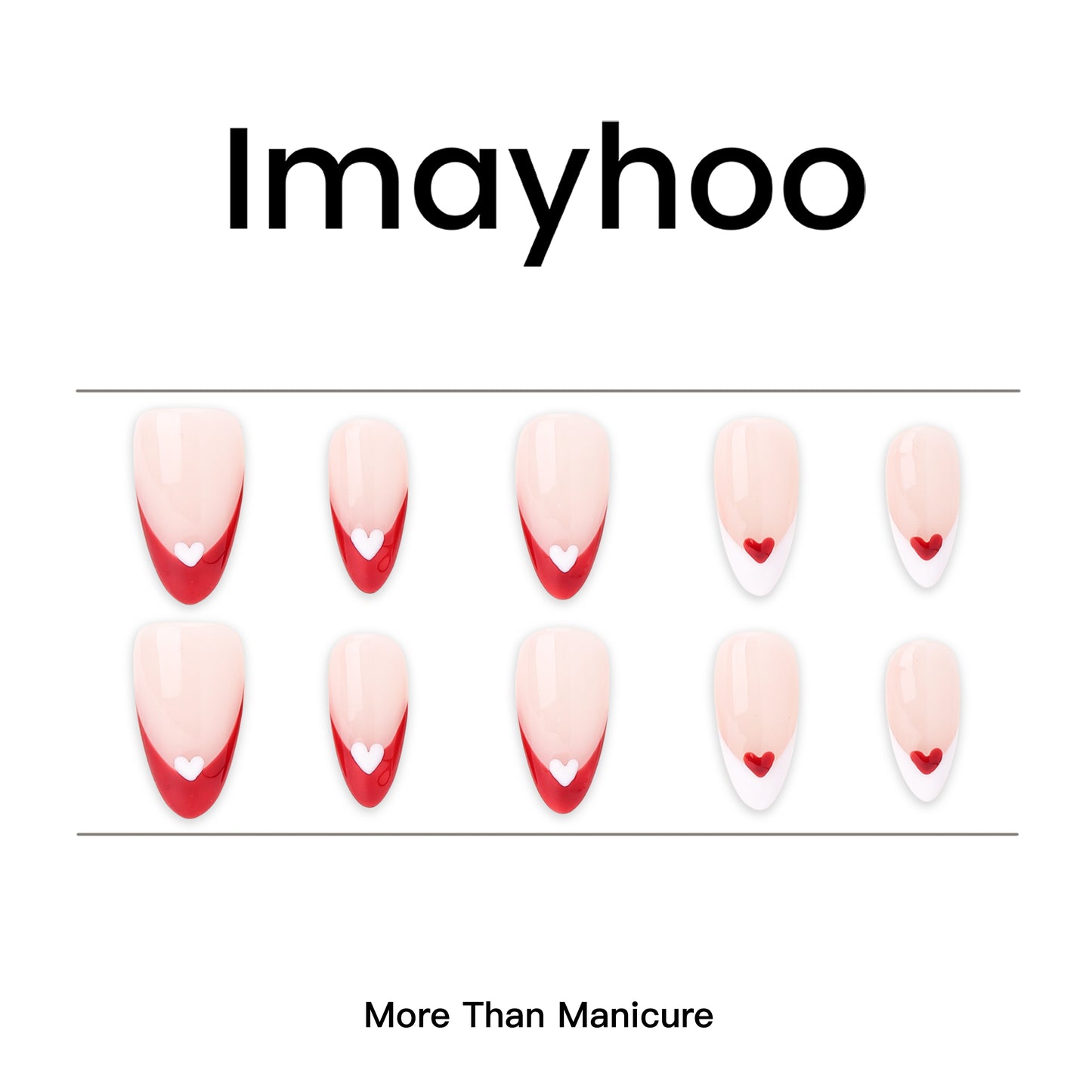 Almond-Medium Nail-French Nail-Love (10pcs) OMDXX004