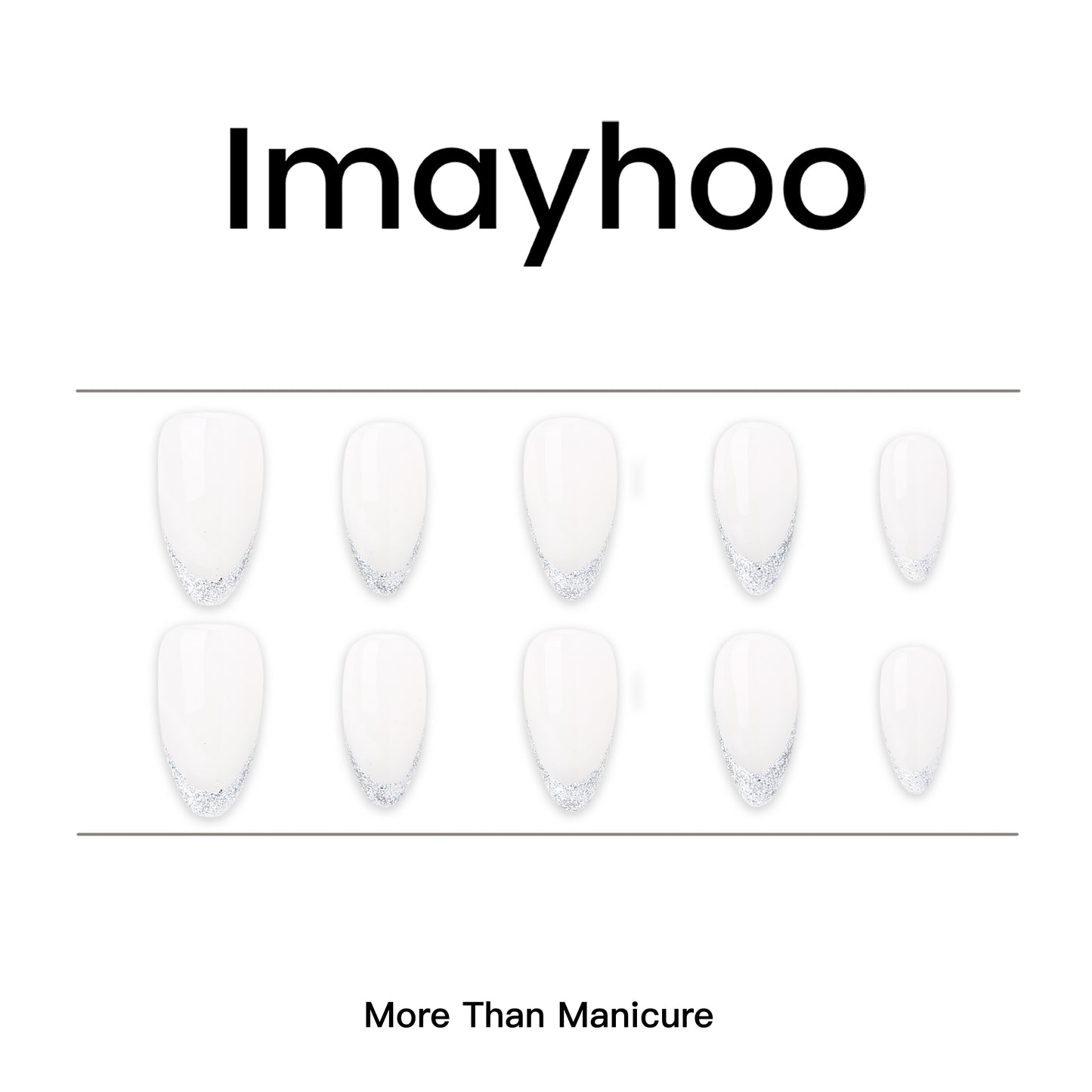Almond-Medium Nail-French Nail-White (10pcs) OMDXX025