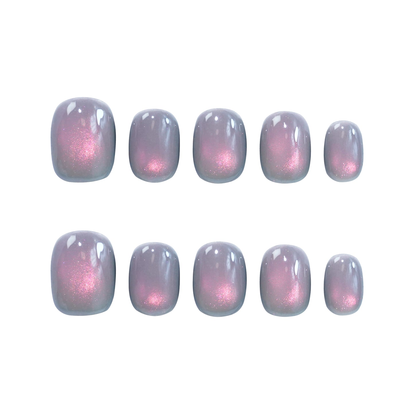 Squoval-Short Nail-Cat's Eye (10pcs) OMDXX089