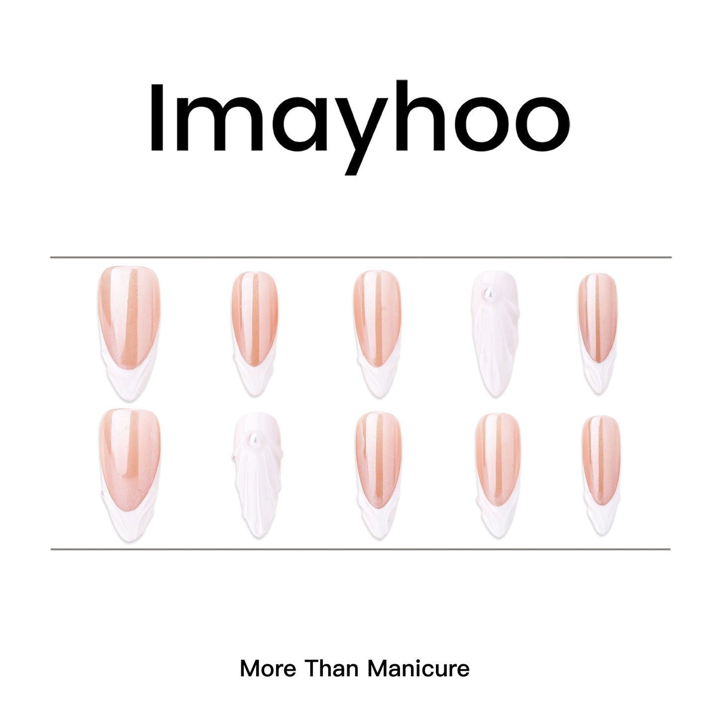 Oval-Long Nail-French Nail-Jump Color (10pcs) OMGXX002