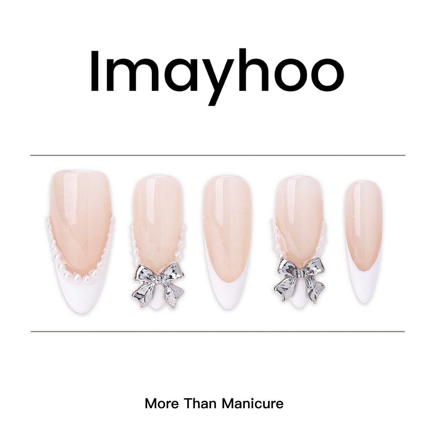 Oval-Long Nail-French Nail-3D Art (10pcs) OMGXX023