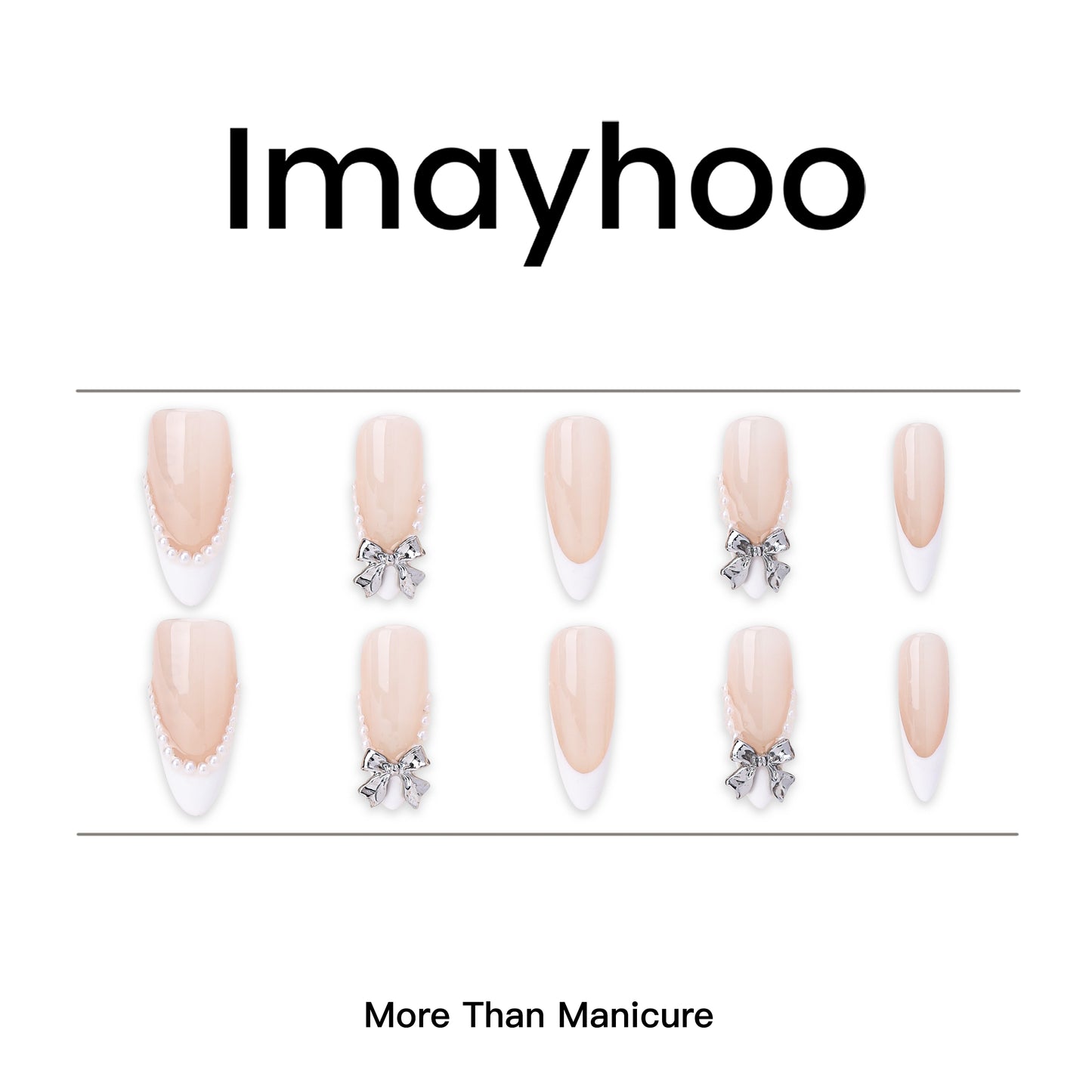 Oval-Long Nail-French Nail-3D Art (10pcs) OMGXX023