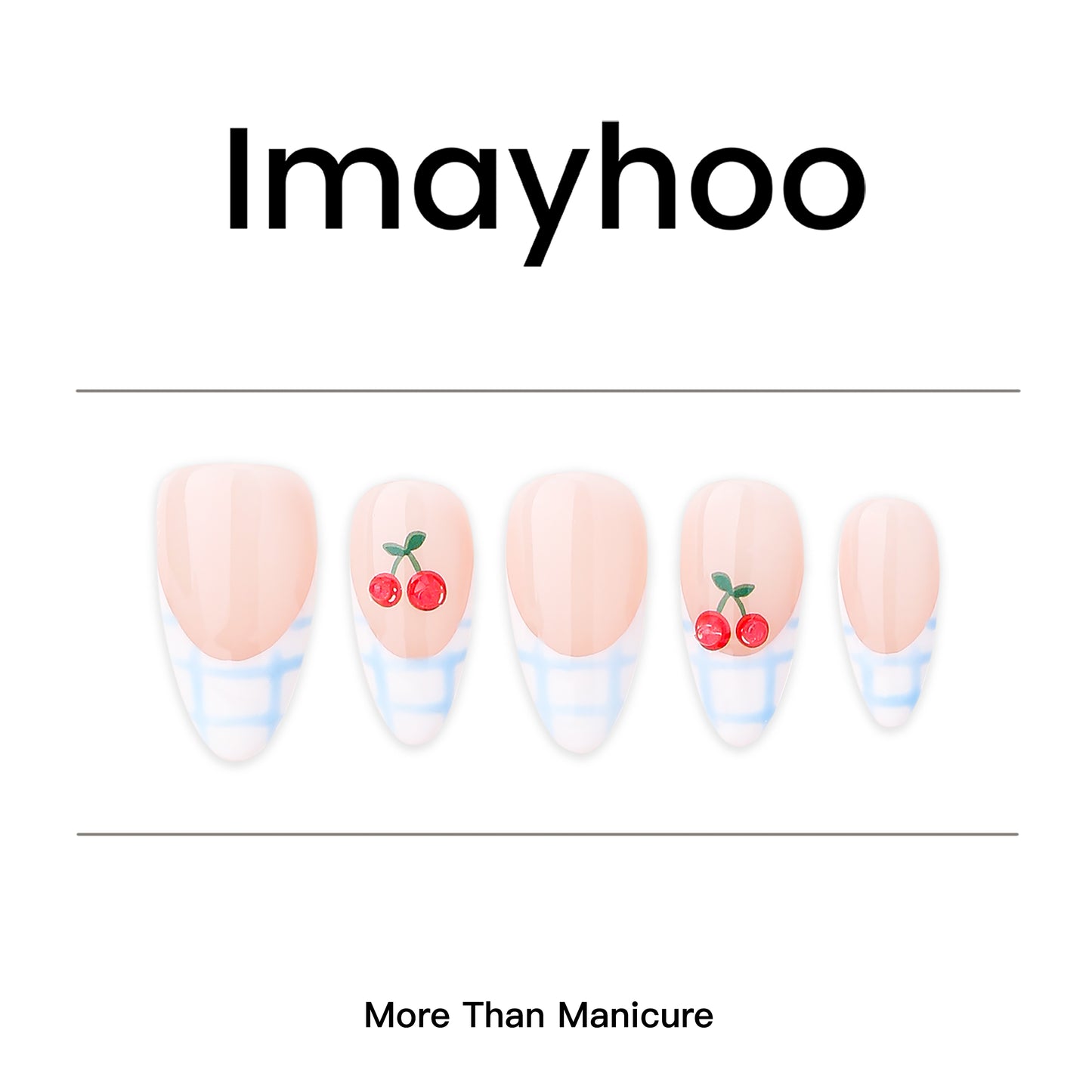 Almonds-Medium Nails-French Nail-3D cherry (10pcs) OMGXX20001