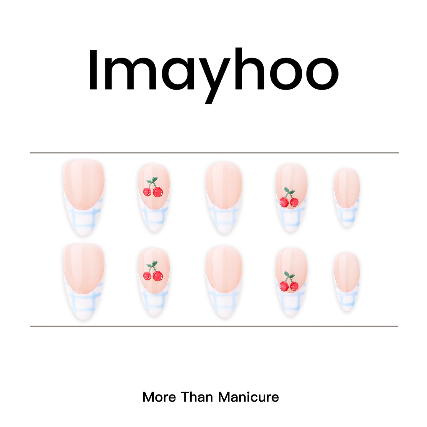 Almonds-Medium Nails-French Nail-3D cherry (10pcs) OMGXX20001