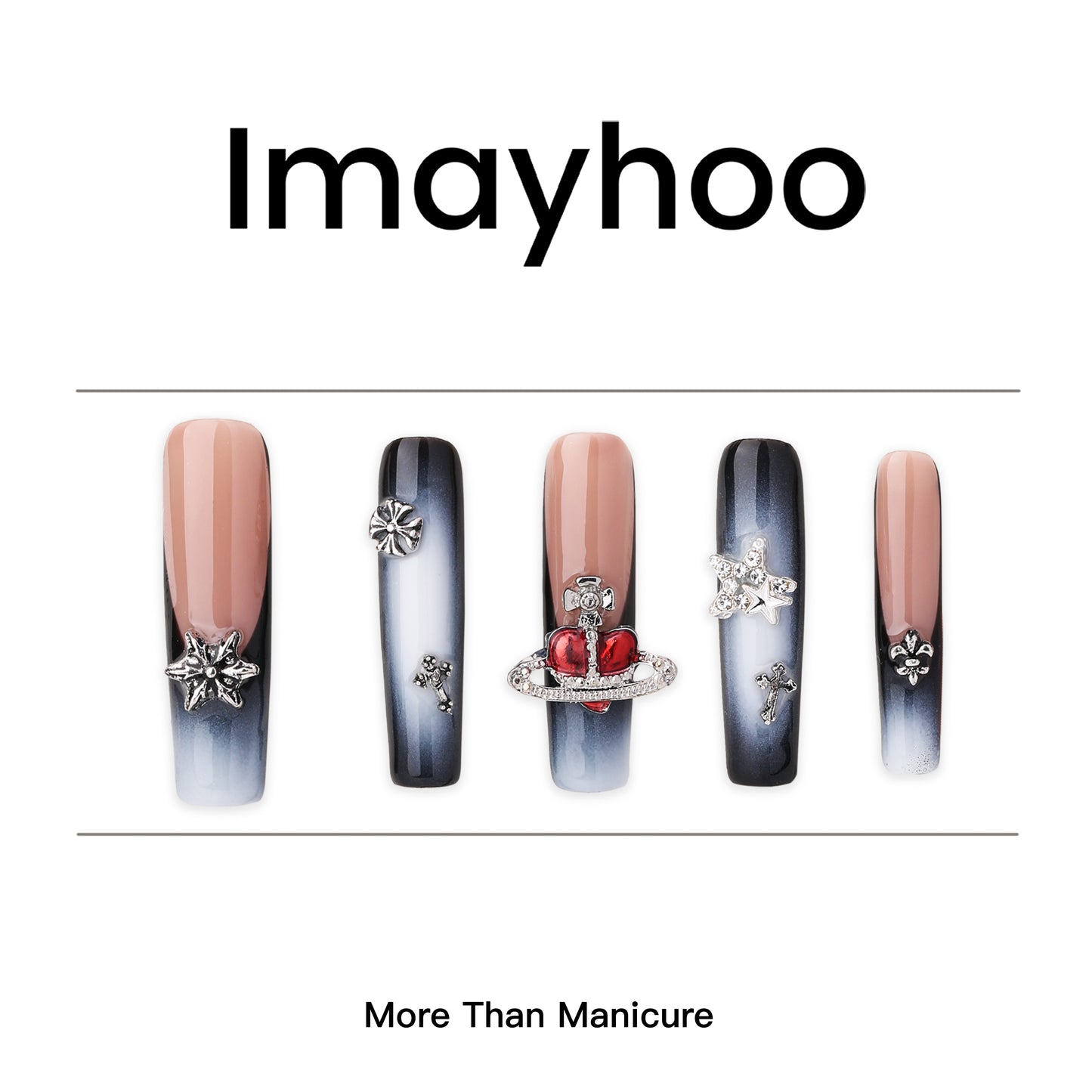 Stiletto-Long Nail-French Nail-Ombre-3D Art (10pcs) OMGXX39001