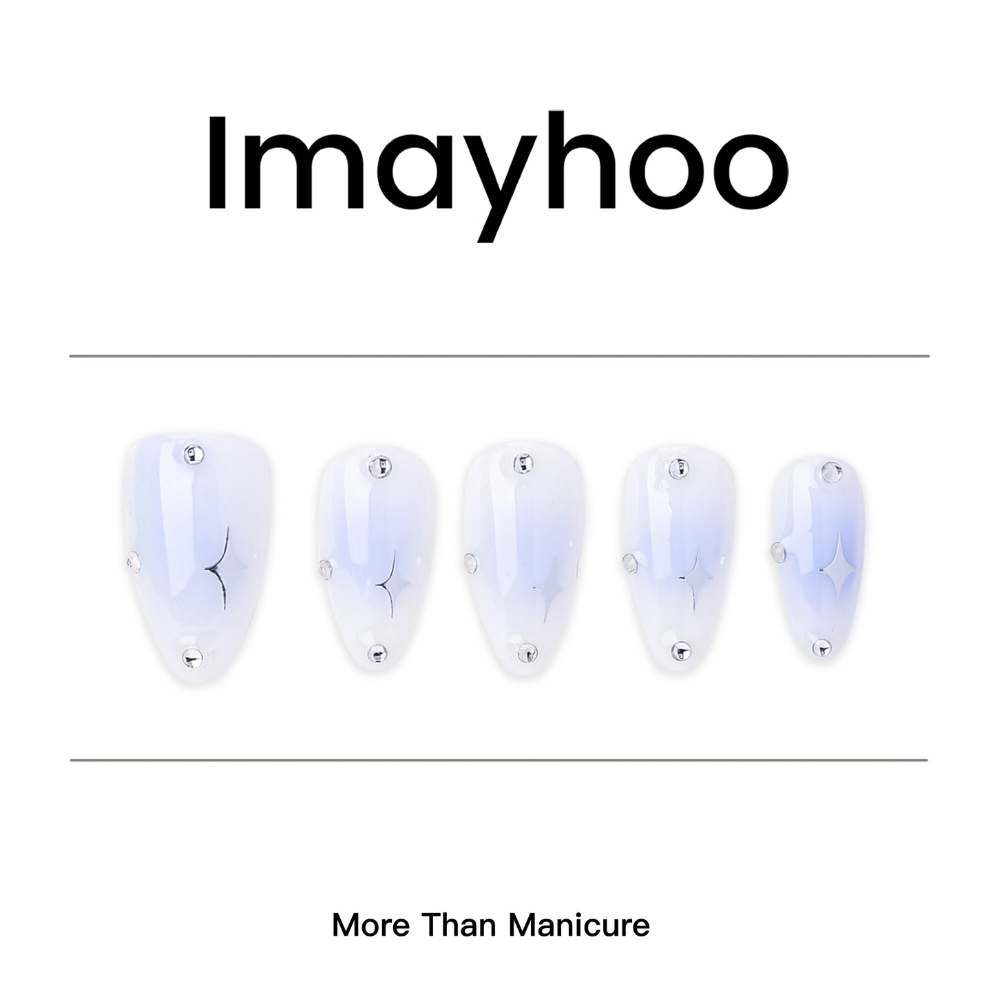 Almond-Medium Nail-Blue-Ombre-Glisten (10pcs) OMZXX005