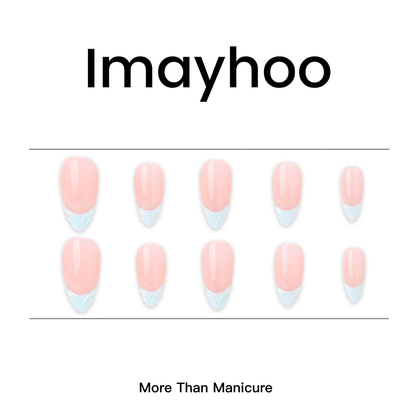 Almond-Mediuum Nail-French Nail-Freshness (10pcs) OMZXX019