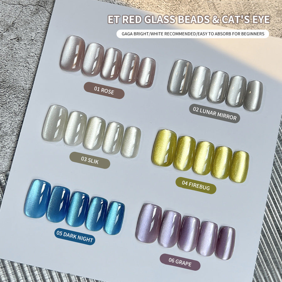 7color 10ml Nude Glass Bead Cat Eye Gel