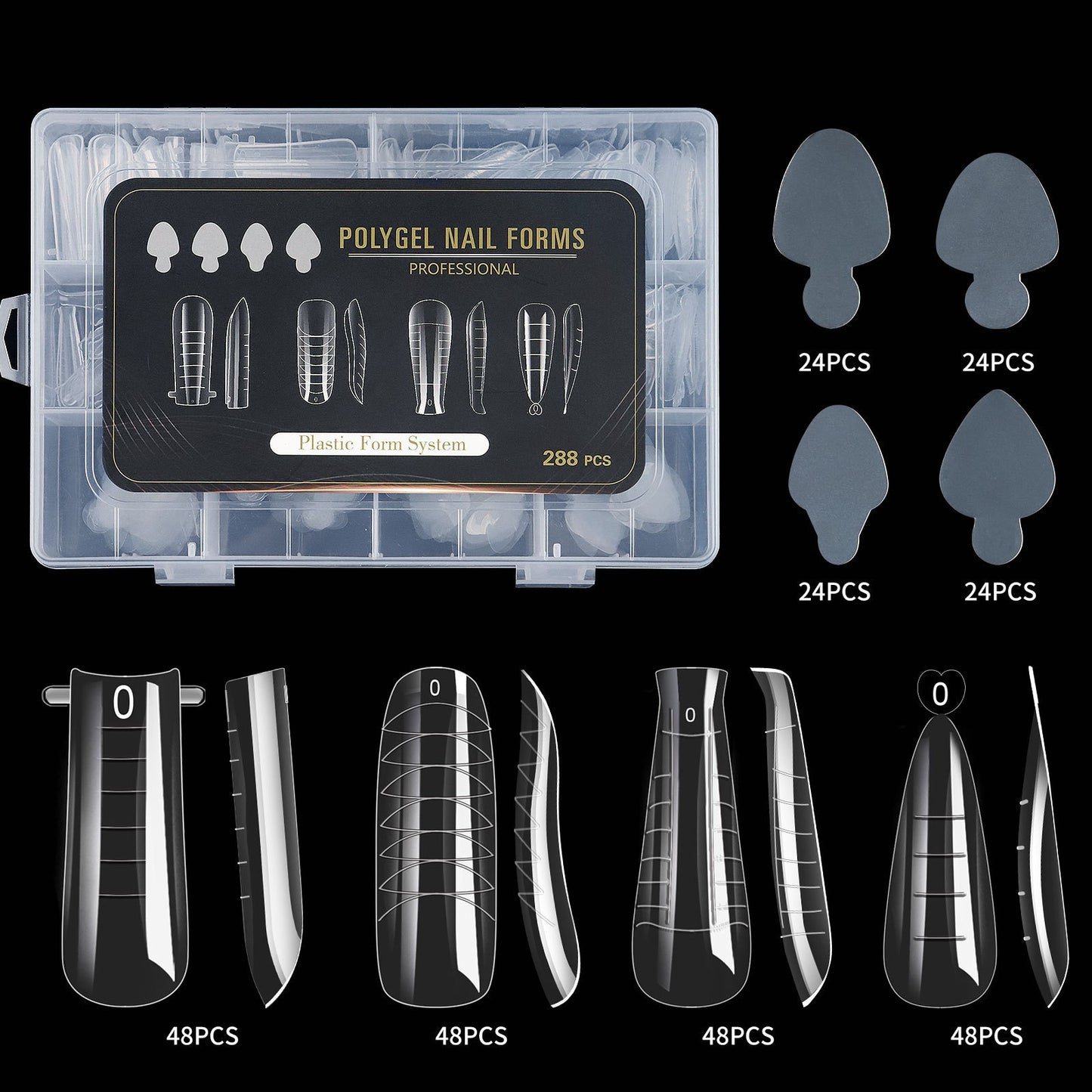 288pcs Polygel Nail Forms