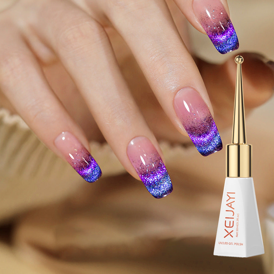 Xeijayi Cat's Eye UV gel polish peacock blue purplecolors 10ml/0.3fl.oz