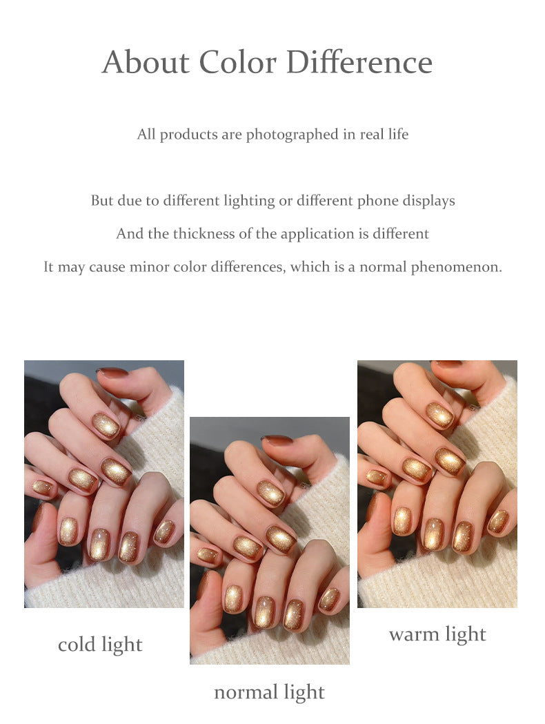 Gold Gradient Cat Eye Gel Nail Polish