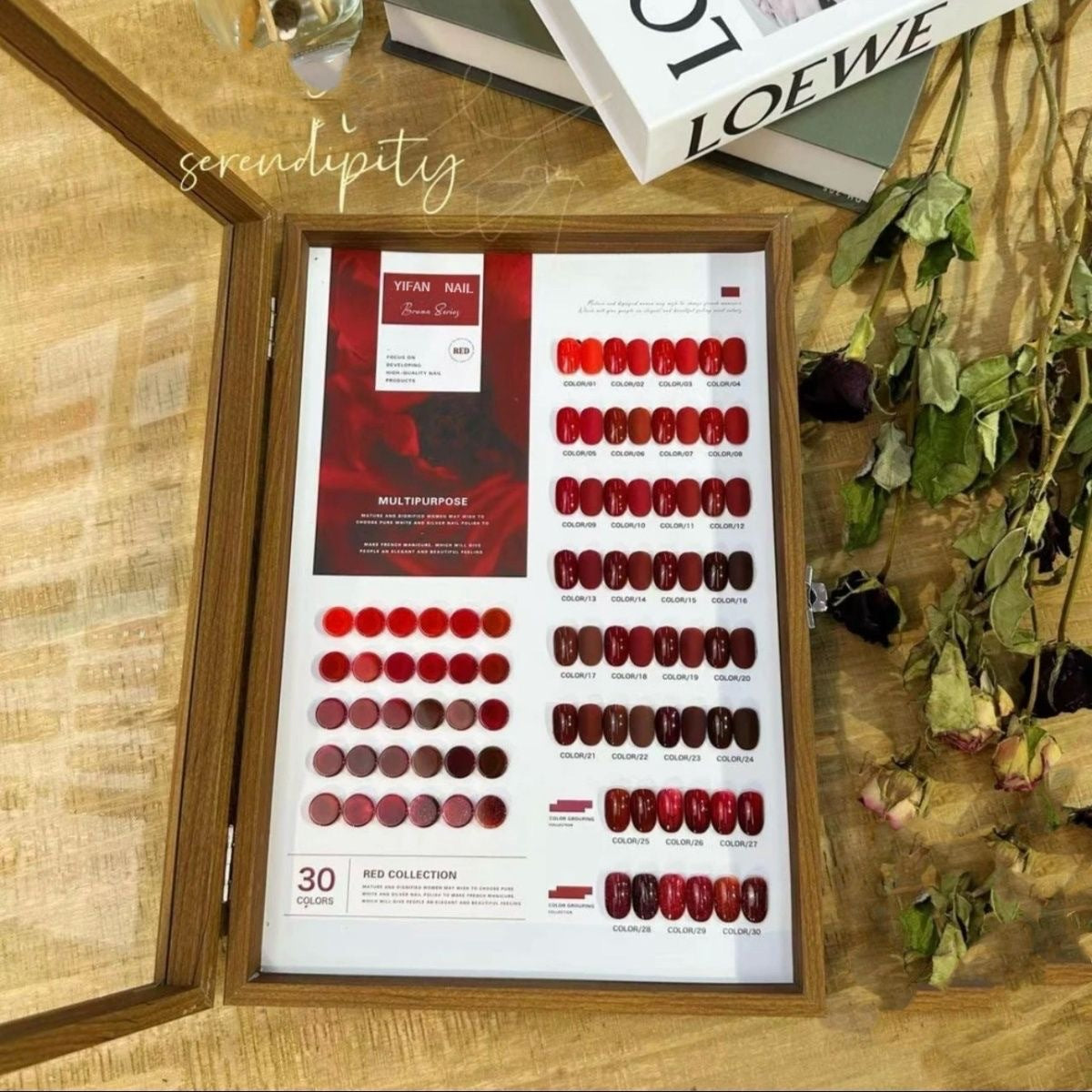 YIFAN 30 Colors Red Gel Nail Polish Kit 15ml/pcs (with Display Board)