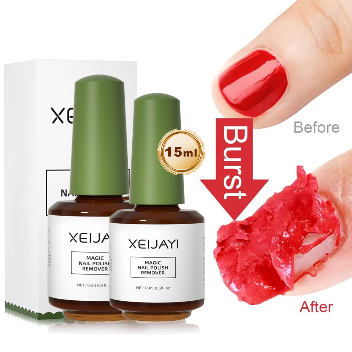 XEIJAYI Gel Nail Polish Remover Quickly Easily Effectively Remove Gel Nail Polish 15ml/0.5fl.oz/pcs