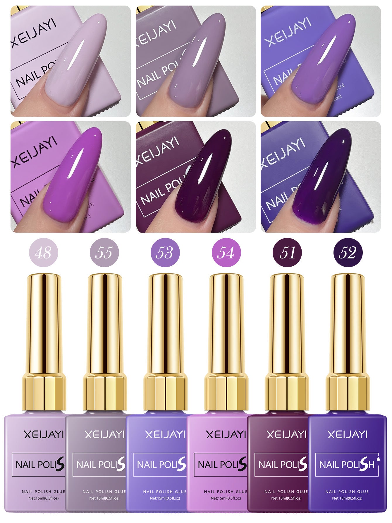 6 Colors Purple Series Gel Nail Polish