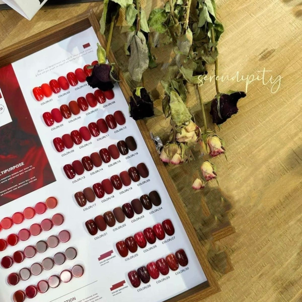 YIFAN 30 Colors Red Gel Nail Polish Kit 15ml/pcs (with Display Board)
