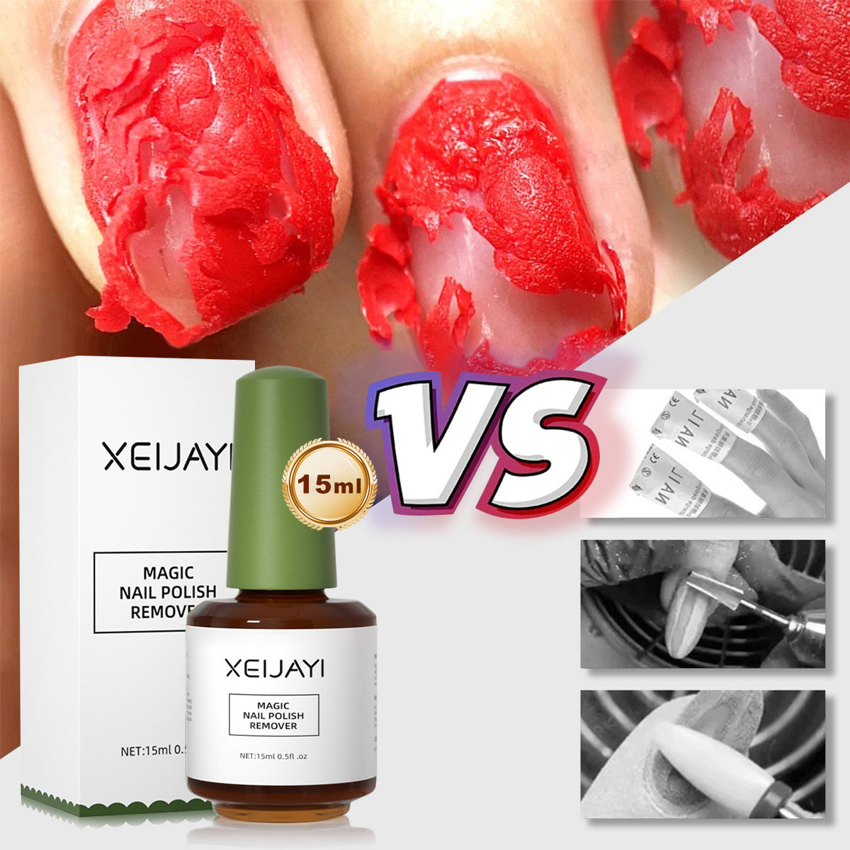 XEIJAYI Gel Nail Polish Remover Quickly Easily Effectively Remove Gel Nail Polish 15ml/0.5fl.oz/pcs