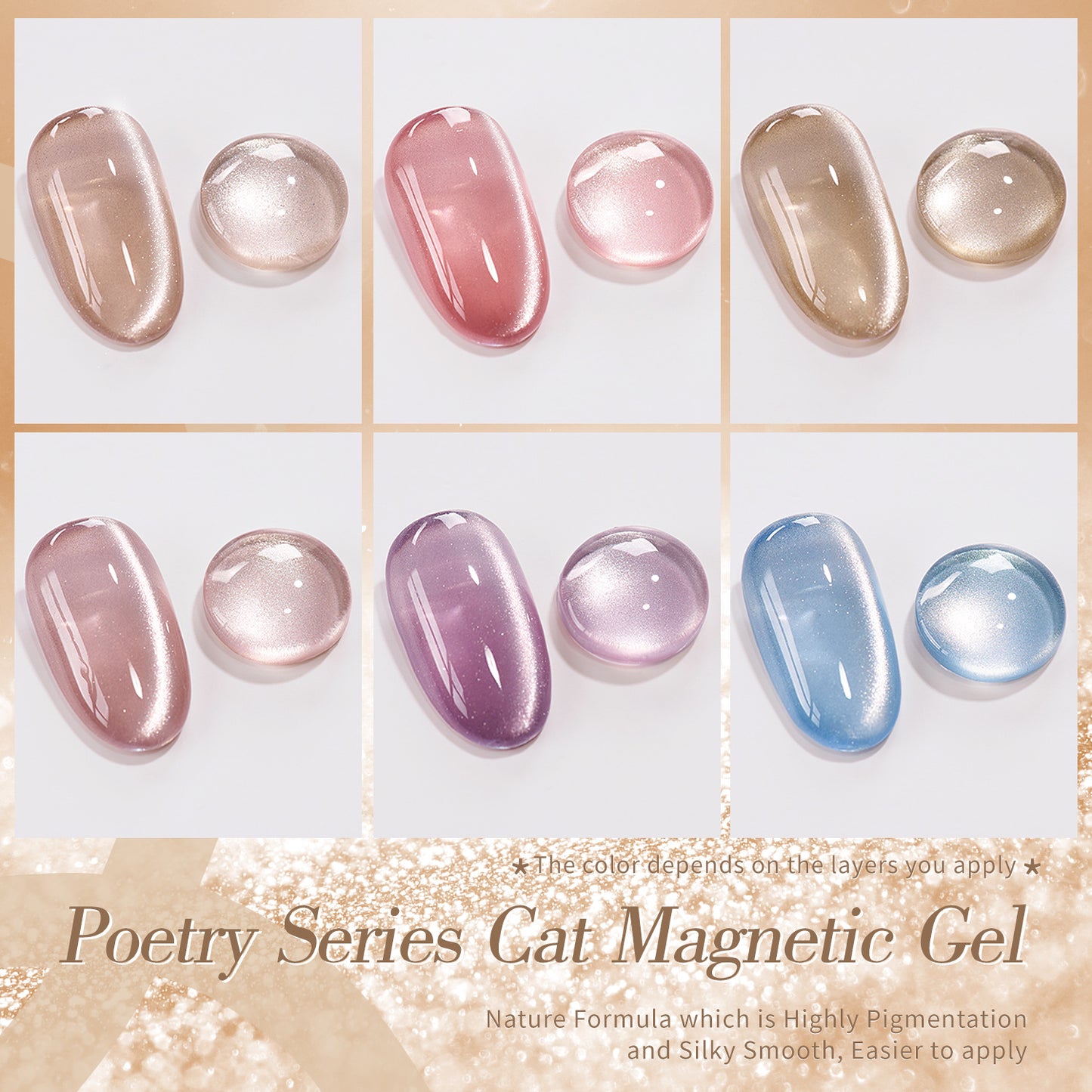 6 Colors Cat's Eye Gel Nail Polish Set 5g