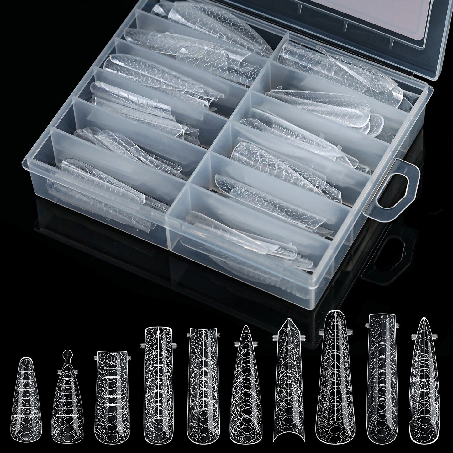 120PCS/Box 3D Snake Pattern Polygel Nails Forms