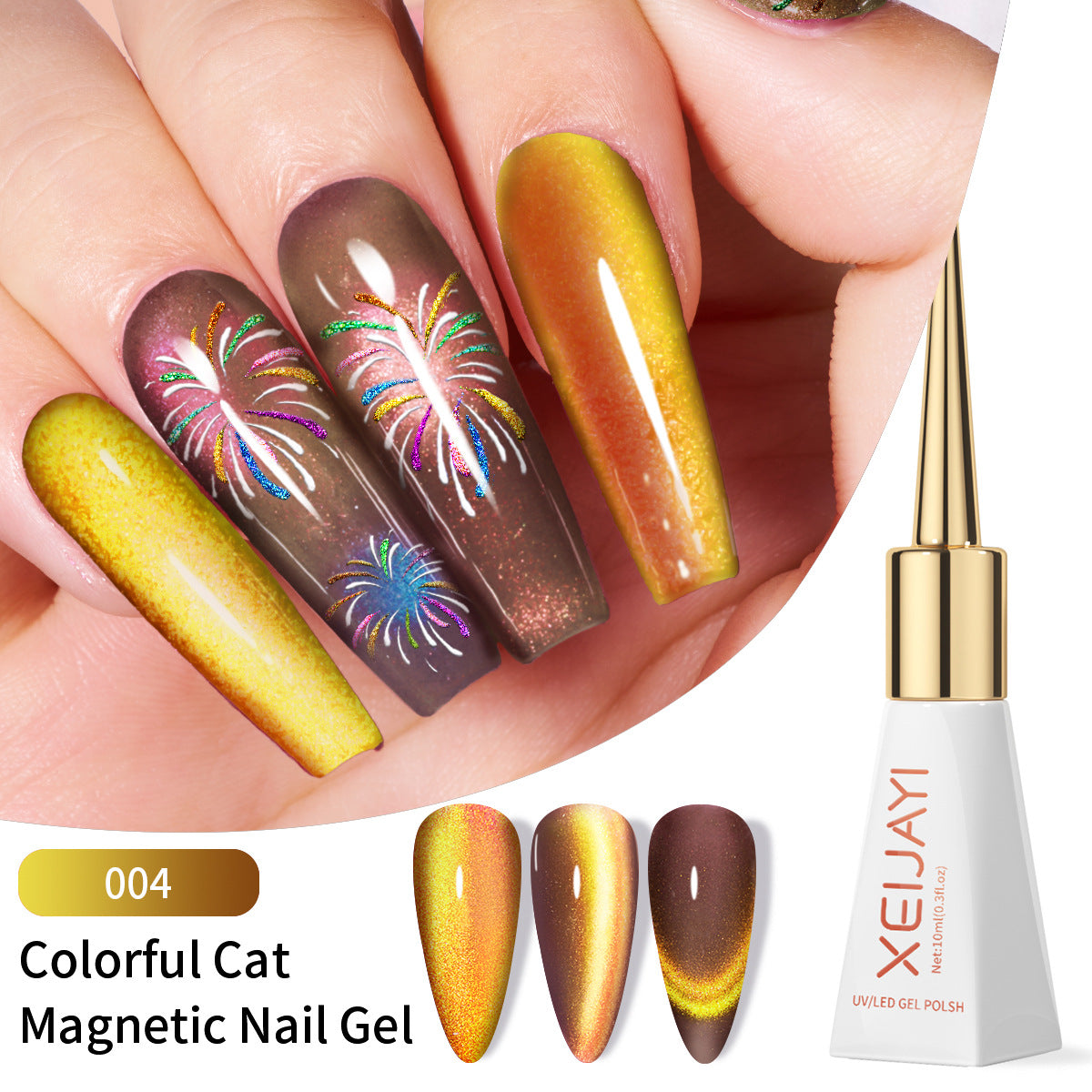 Double Light Cat's Eye Nail Polish Purple Red Green Blue Brown Pink Autumn and Winter Colors Salon Gel Manicure Diy At Home Nail Art Gift For Women Girl(10ml/0.3fl.oz)