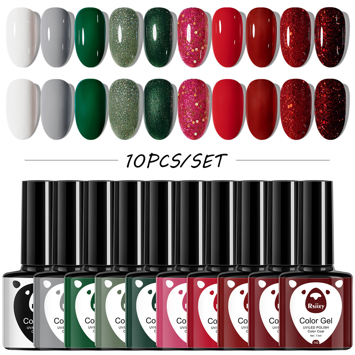 Christmas 10 Colors Nail Gel Polish Set Popular Nude Red Green Gold Silver Glitter Nail Polish Salon Gel Manicure Diy At Home Nail Art 7.3ml*10colors/set