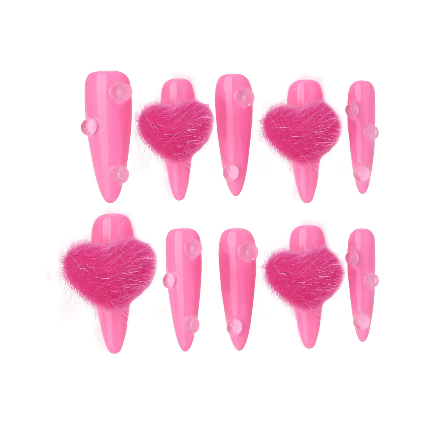 Stiletto-Long Nail-Rose Red-Love (10pcs) OM30XX017