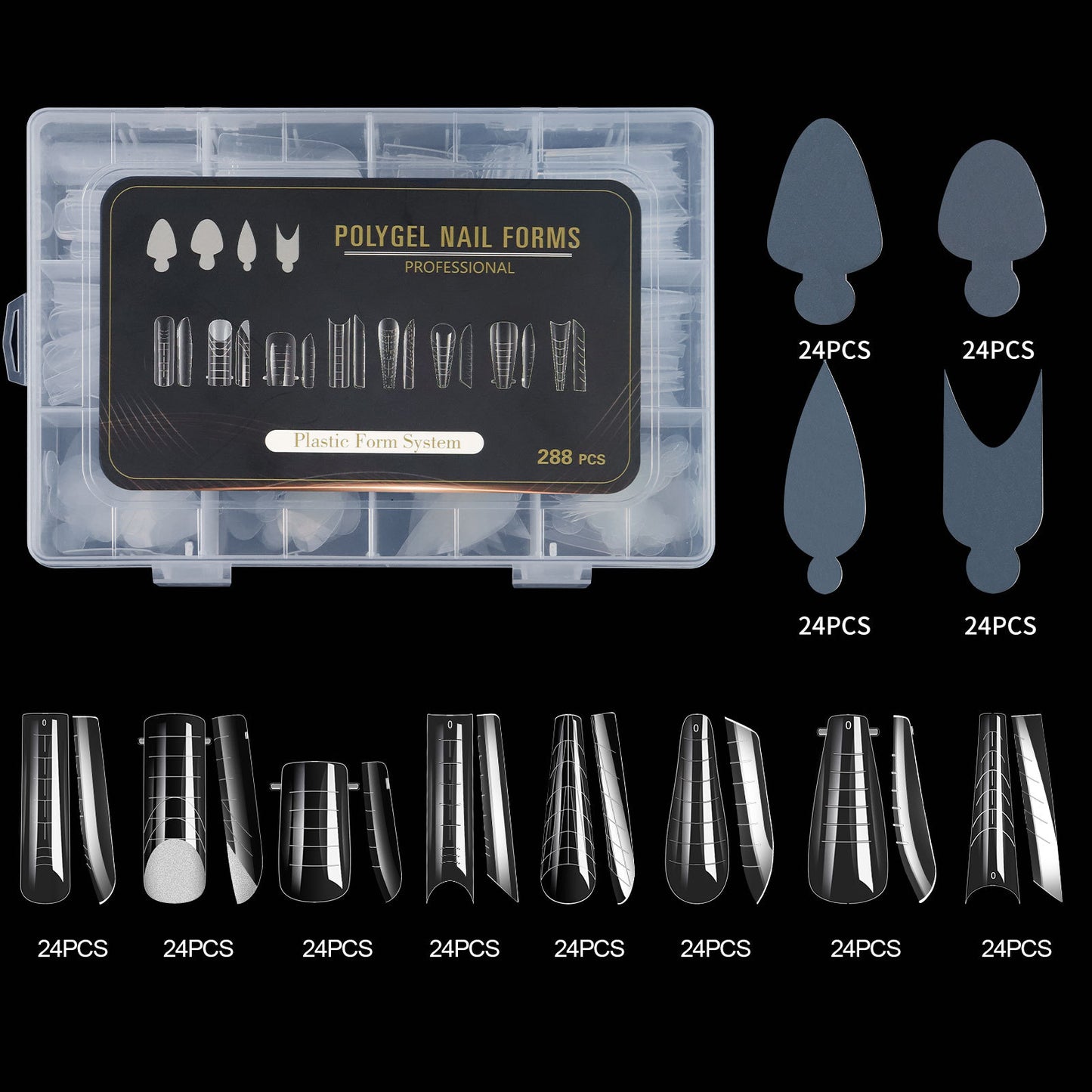 288pcs Polygel Nail Forms