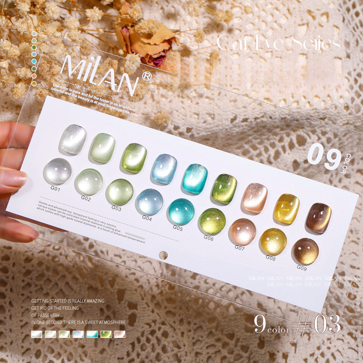 MILAN 10 Colors Cat's Eye Gel Nail Polish Kit 15ml/pcs (with Display Board)
