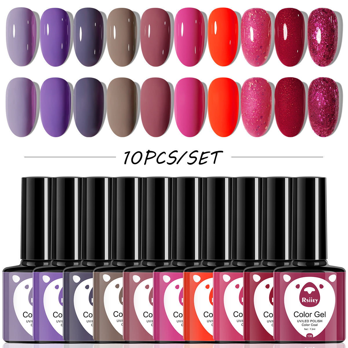 Christmas 10 Colors Nail Gel Polish Set Popular Nude Red Green Gold Silver Glitter Nail Polish Salon Gel Manicure Diy At Home Nail Art 7.3ml*10colors/set