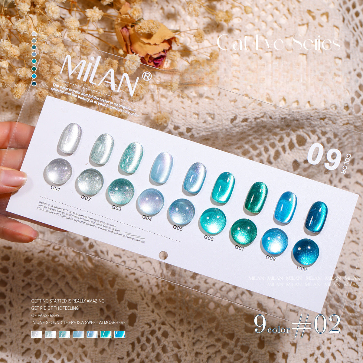 MILAN 10 Colors Cat's Eye Gel Nail Polish Kit 15ml/pcs (with Display Board)
