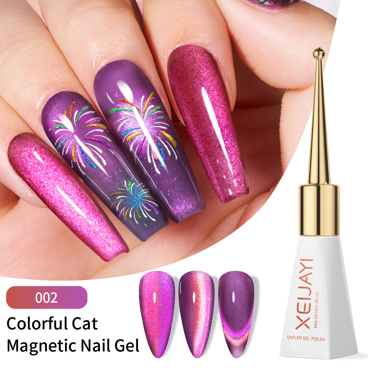 Double Light Cat's Eye Nail Polish Purple Red Green Blue Brown Pink Autumn and Winter Colors Salon Gel Manicure Diy At Home Nail Art Gift For Women Girl(10ml/0.3fl.oz)