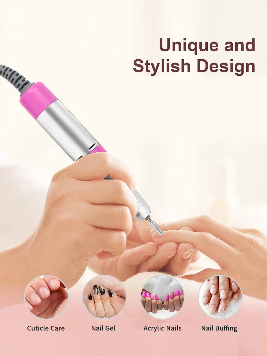 30W Professional Electric Nail File Efile Set with 6 Nail Drill Bits & Bands