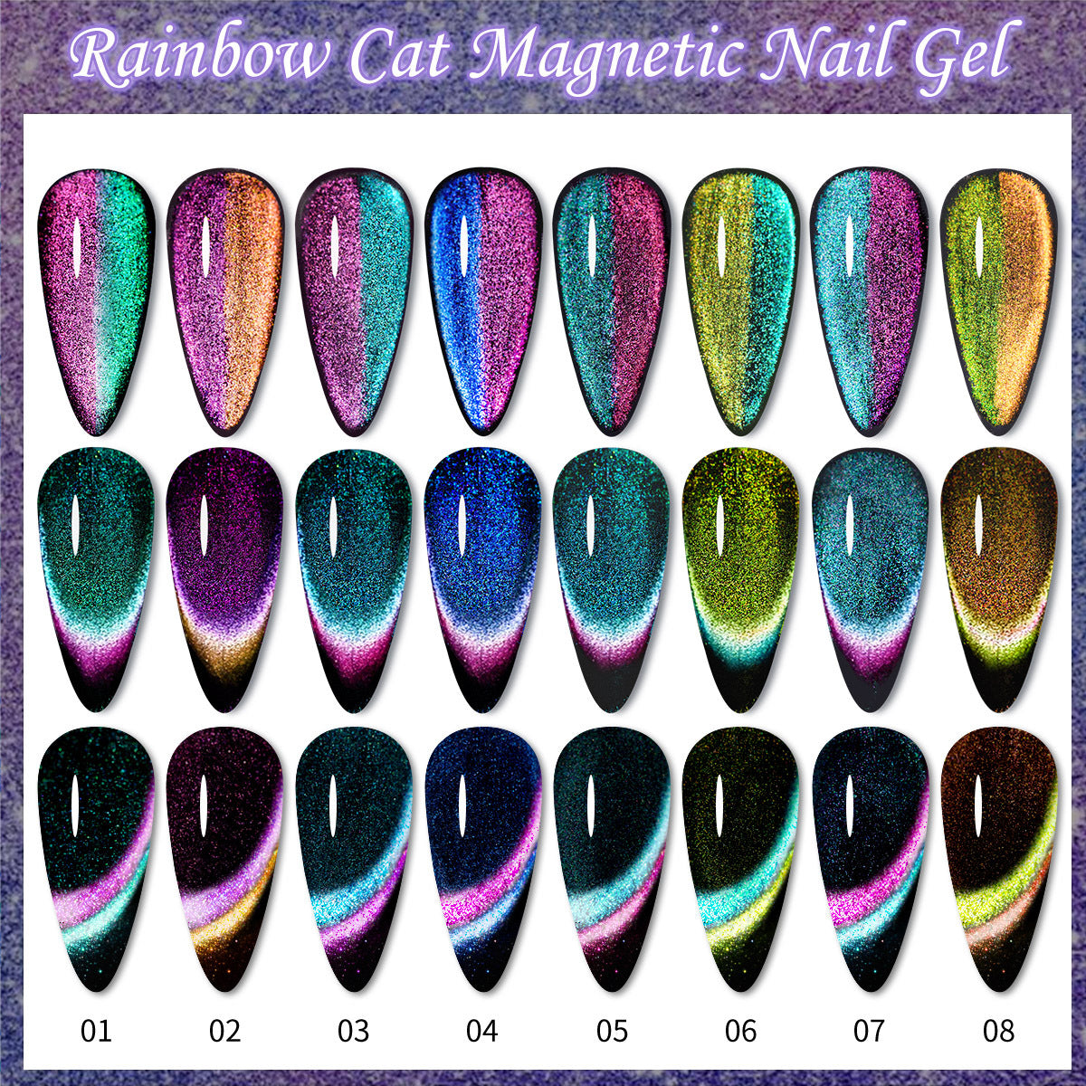 XEIJAYI 8 Colors Cat's Eye Gel Nail Polish Kit