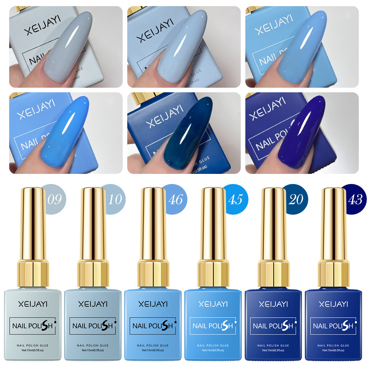 6 Colors Blue Series Gel Nail Polish