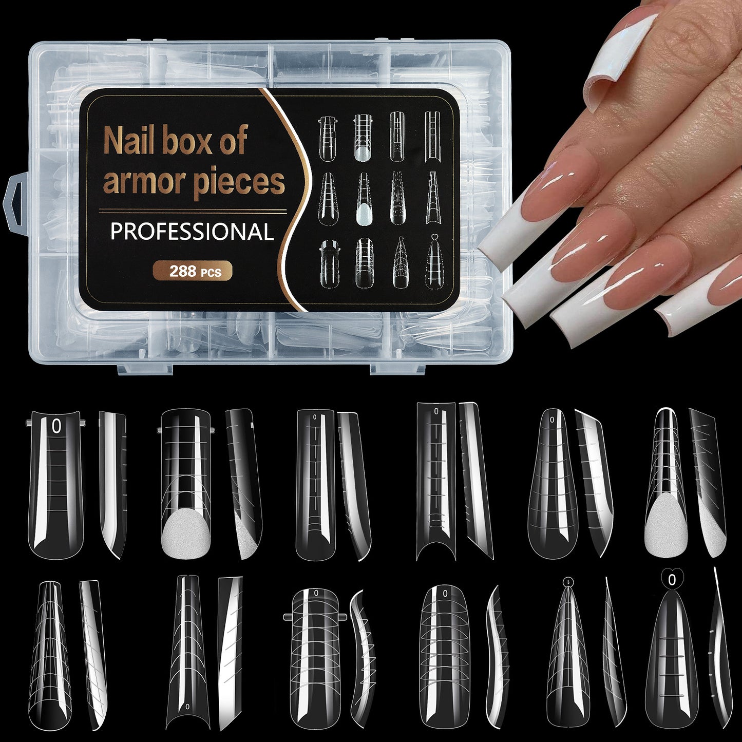 12 Type Dual Nail Forms for Polygel 288pcs