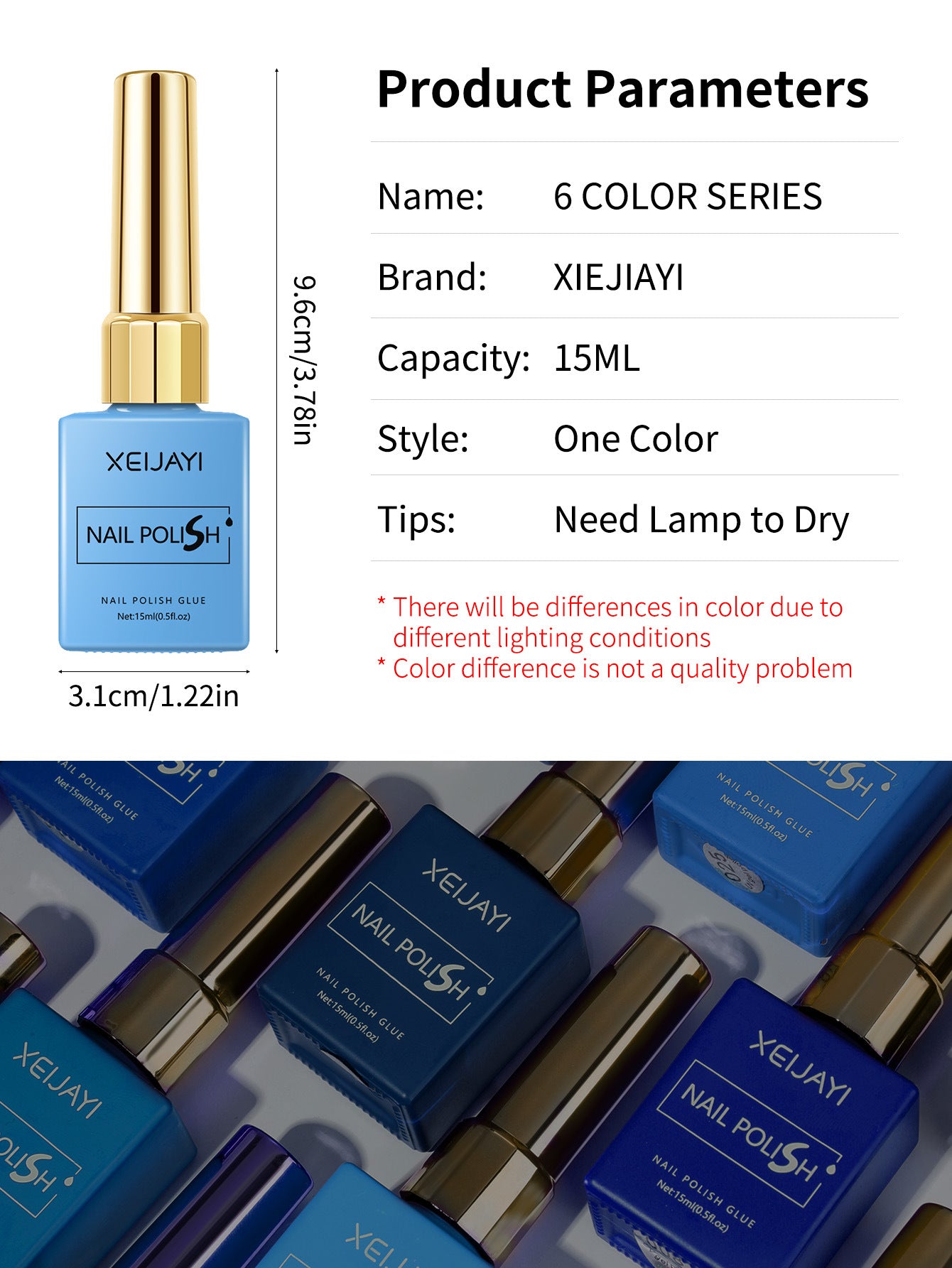 6 Colors Blue Series Gel Nail Polish