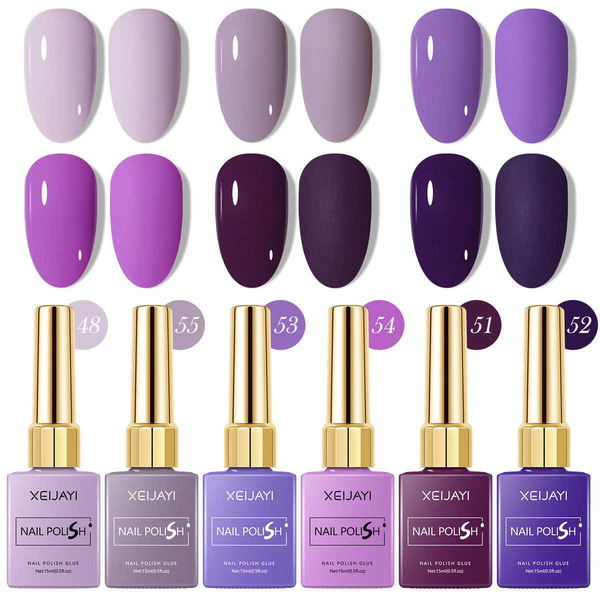 6 Colors Purple Series Gel Nail Polish