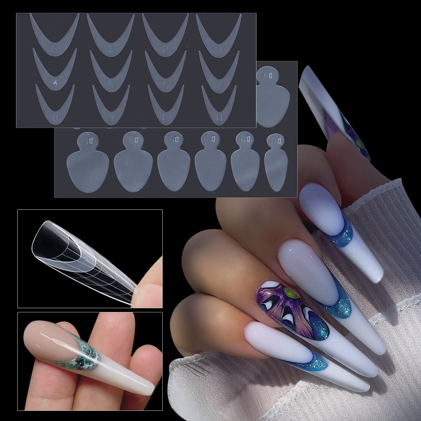1 Sheet Nail Forms Mould Sticker 12pcs