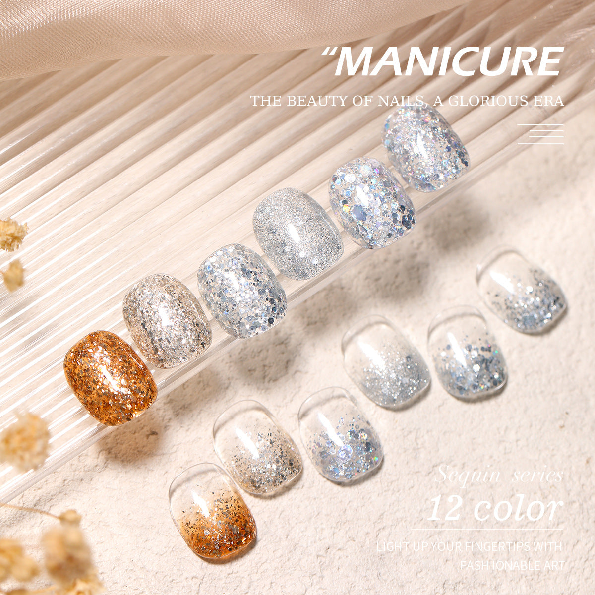 MILAN 12 Colors Glitter Gel Nail Polish Kit 15ml/pcs (with Display Board)
