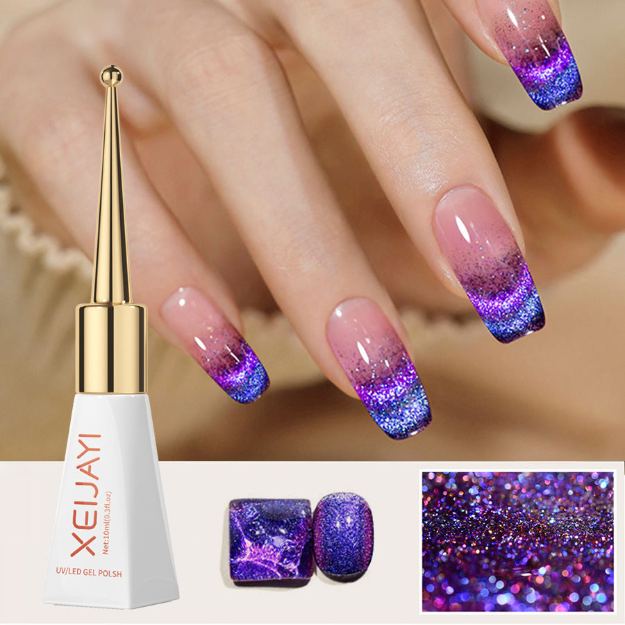 Xeijayi Cat's Eye UV gel polish peacock blue purplecolors 10ml/0.3fl.oz