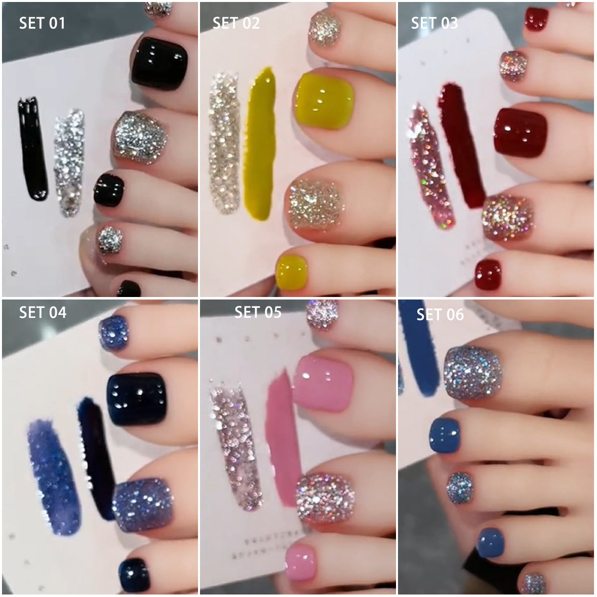 2-color Set Cat Eye & Glitter Gel Nail Polish