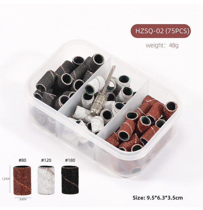 3 Color Coarse Fine Medium Grit Efile Sand Set 80#120#180# with Mandrel Nails Drill Bits