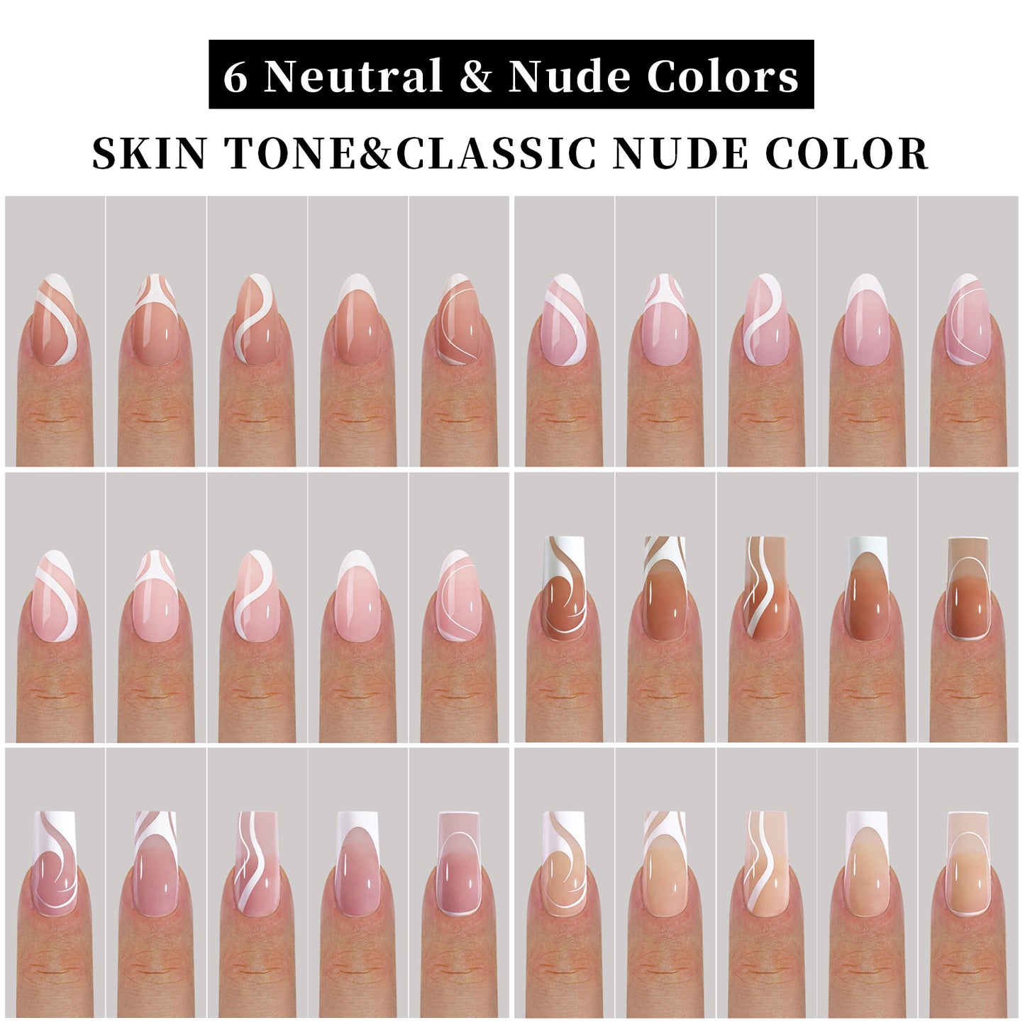 Square & Almond French Tip Press On Nails in 150pcs