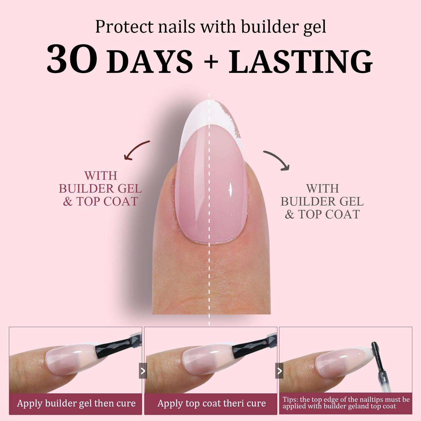Square & Almond French Tip Press On Nails in 150pcs