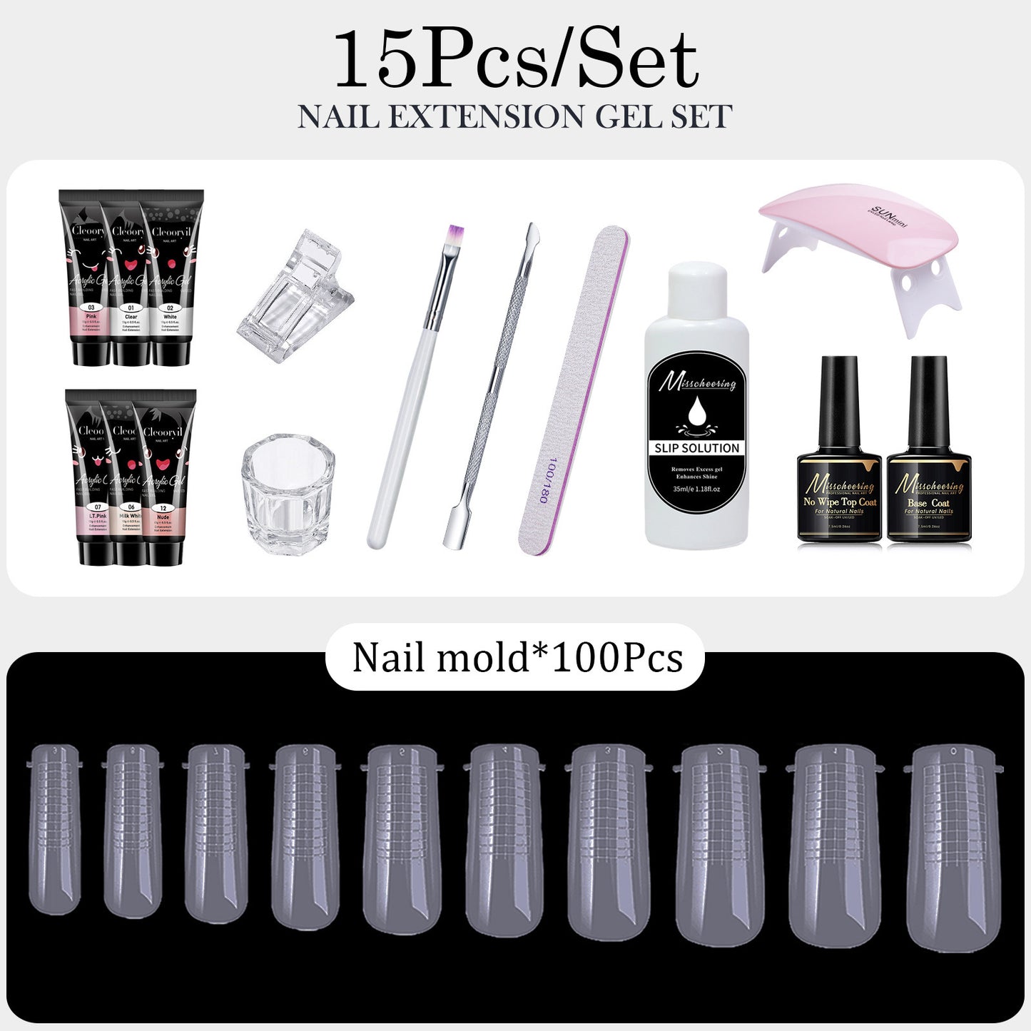 15PCS Poly Extension Gel Manicure Kit